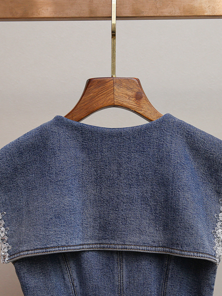 Fashionslee Women Havika Blue Embellished Denim Mini Dress