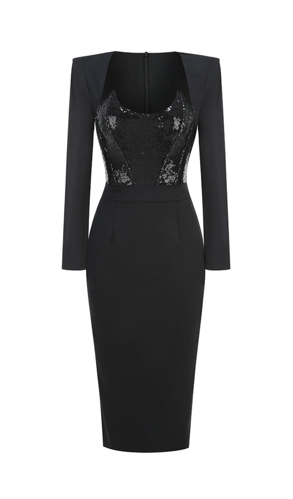 72d3966fac566005041b6f1798925a63.jpeg Fashionslee Women Britta Black Long Sleeve Sequin Midi Dress