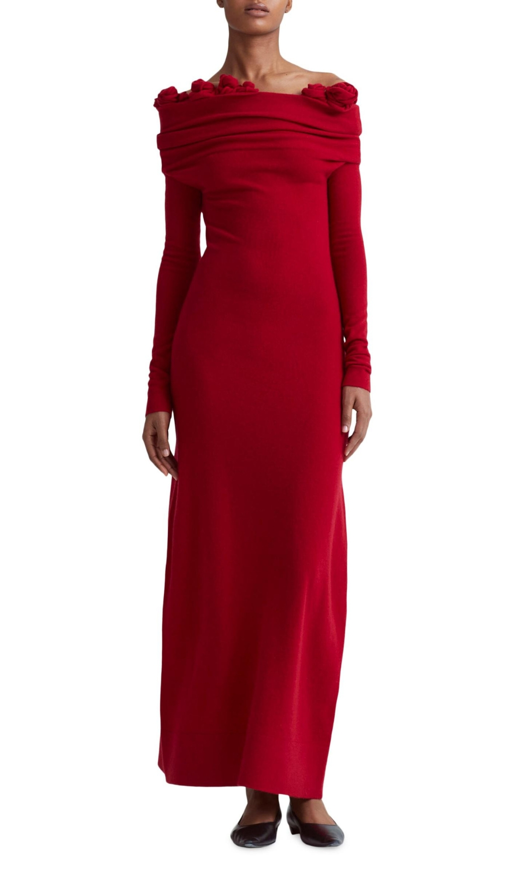 Fashionslee Women Burrell Red Long Sleeve Flower Maxi Dress