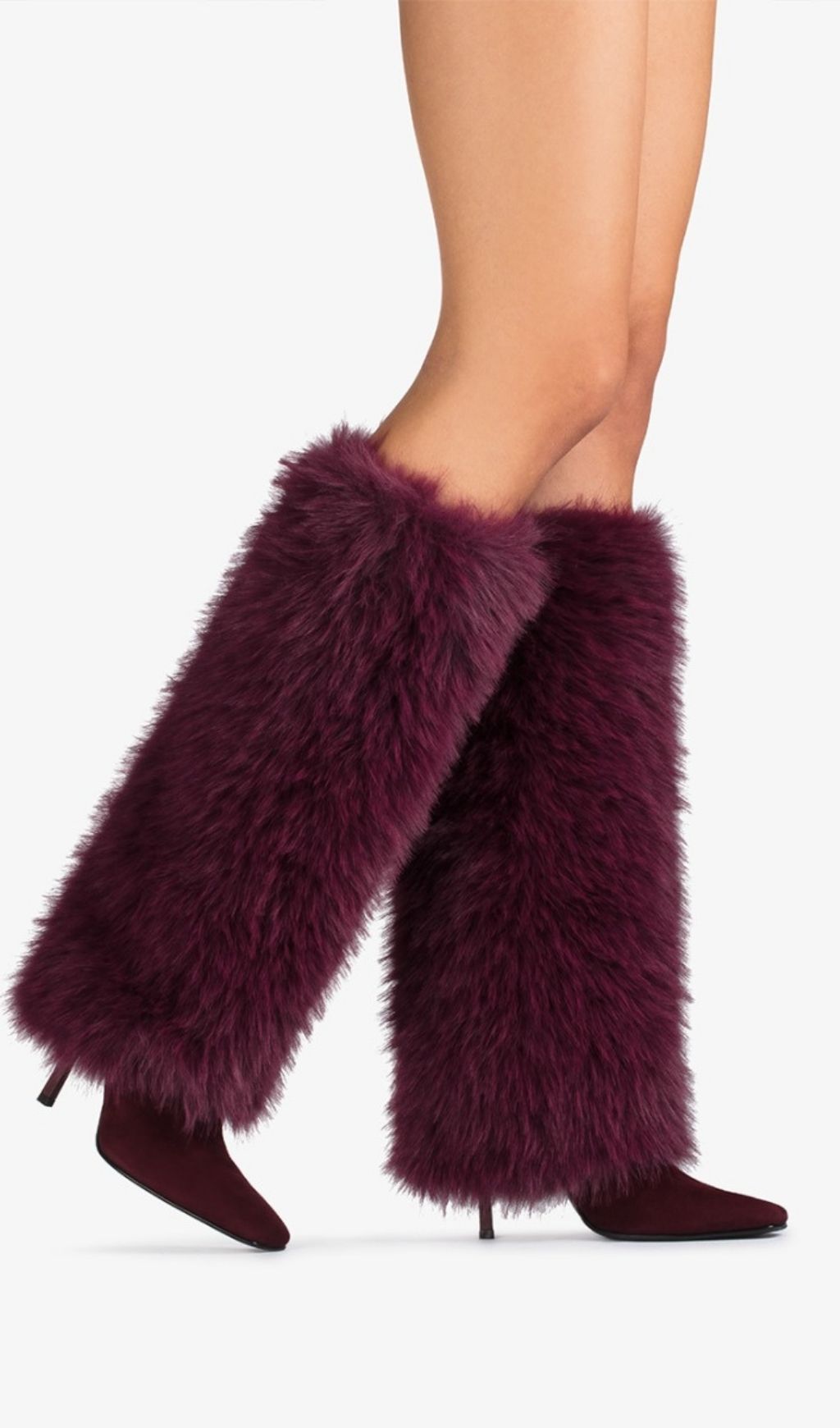 Fashionslee Women Kassi Burgundy Faux Fur Boots
