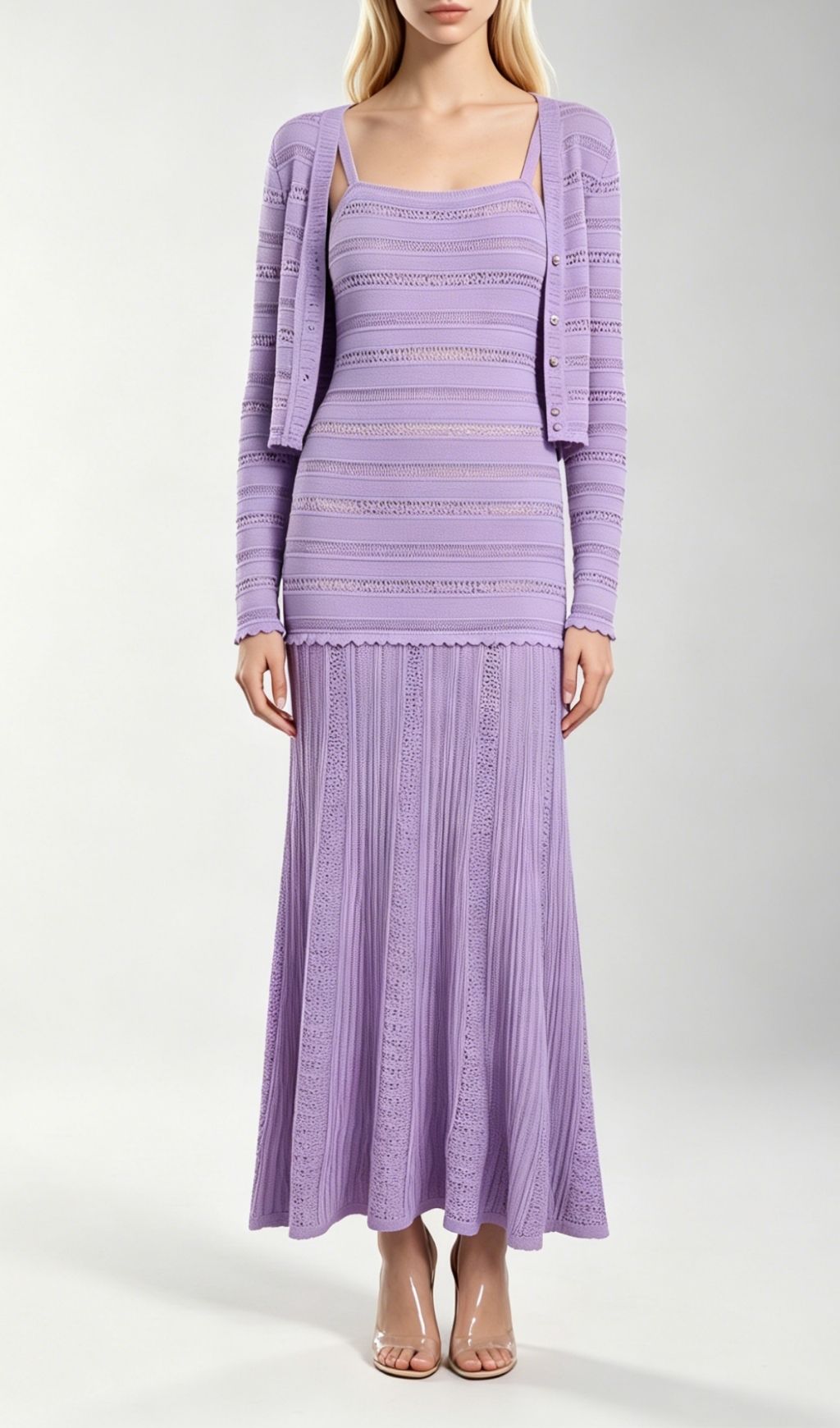 Fashionslee Women Kinsey Purple Knit Cardigan & Dress Set