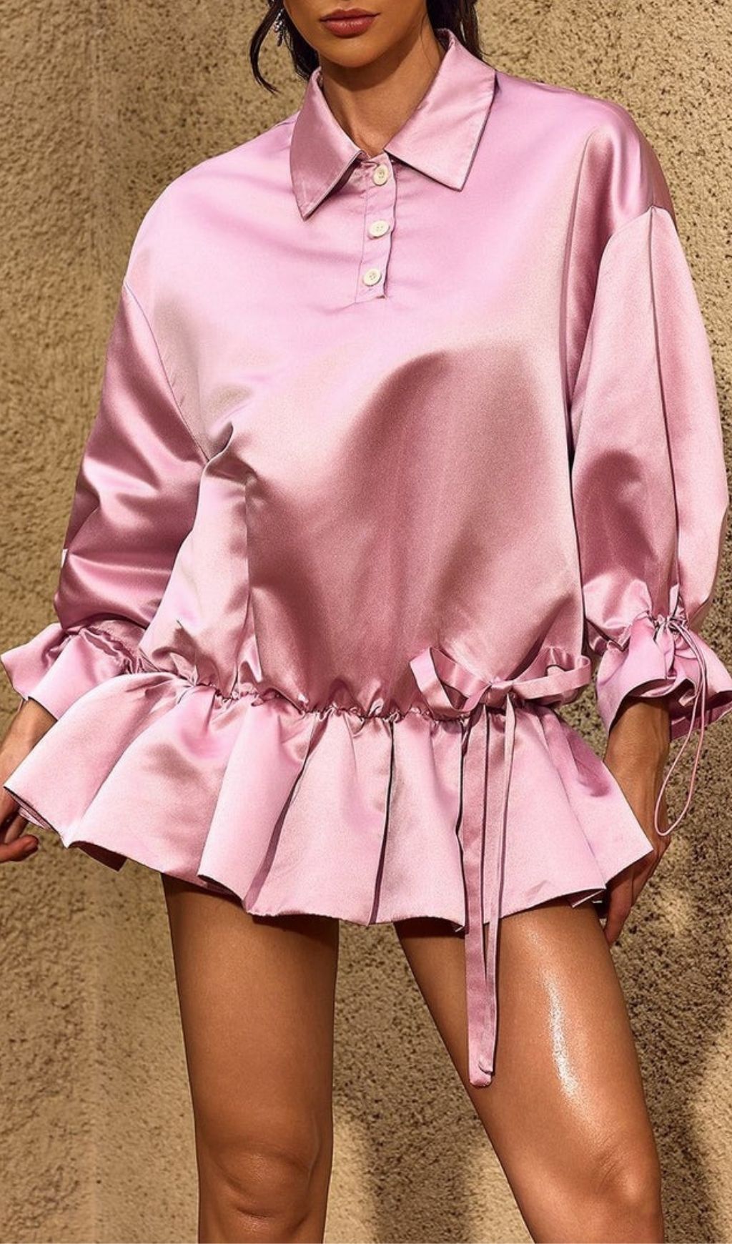734532ff7051cee8f04cdafb0a6d59d1.jpg Fashionslee Women Chardon Long Sleeve Satin Mini Dress