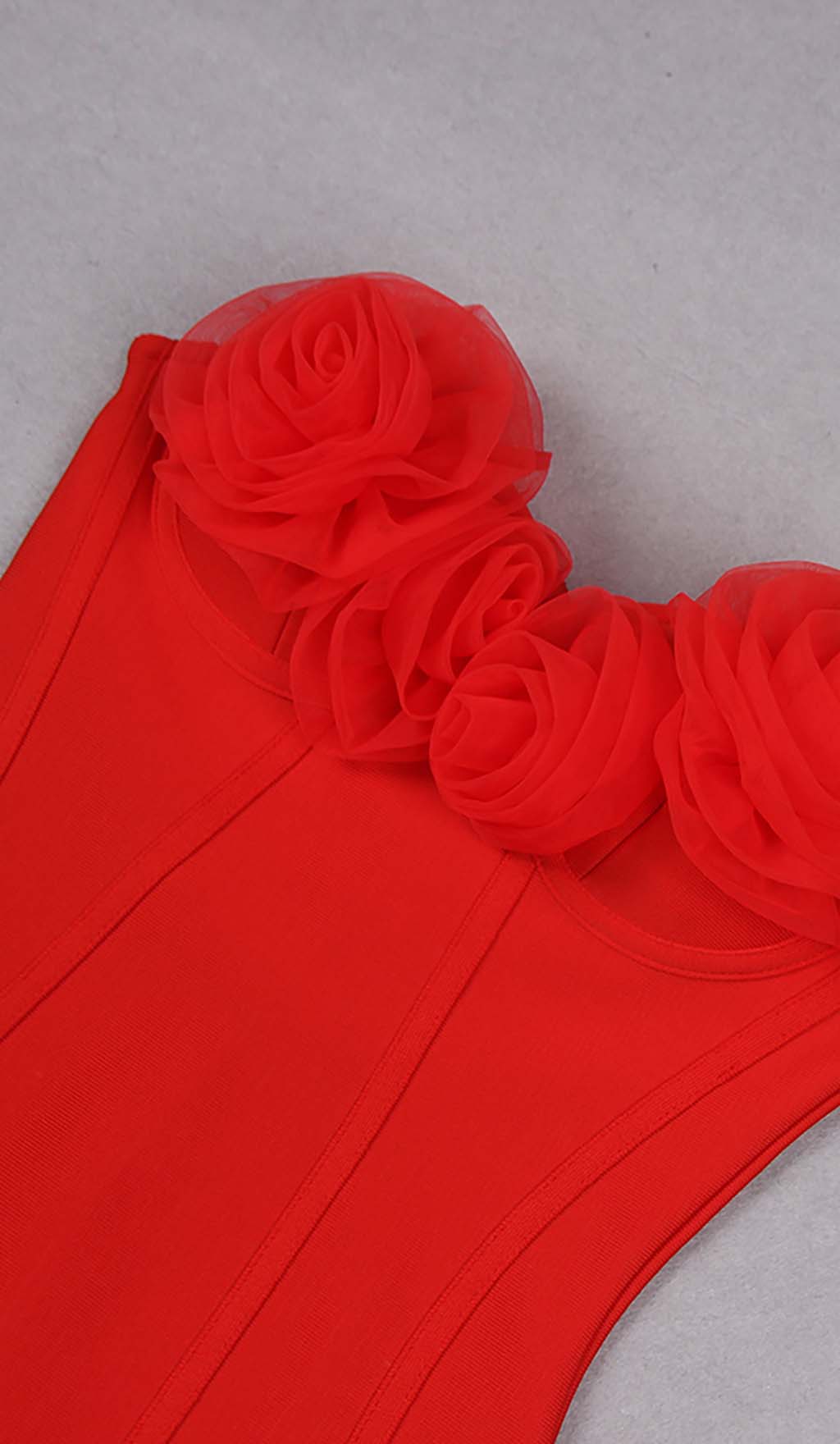 Fashionslee Women Flower Embellished Corset Midi Dress In Red