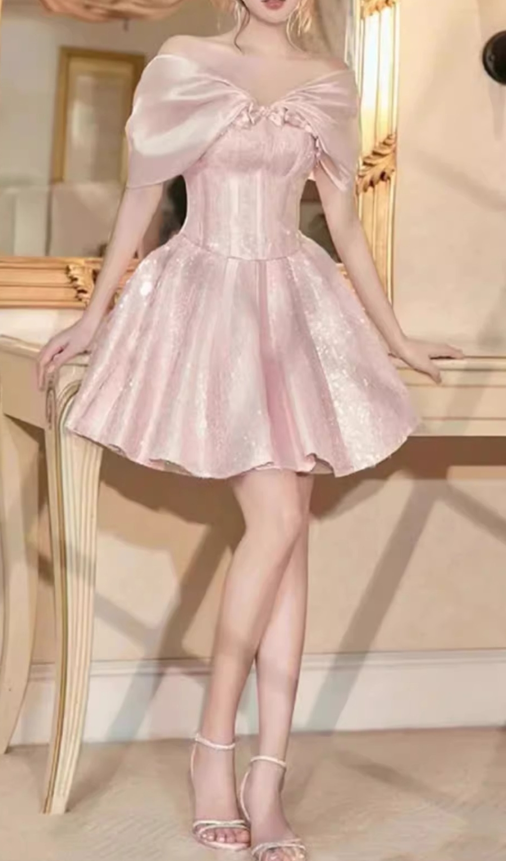 73a9734b440cd6bfa903047146a7f380.jpg Fashionslee Women Baroness Pink Corset Off Shoulder Mini Dress