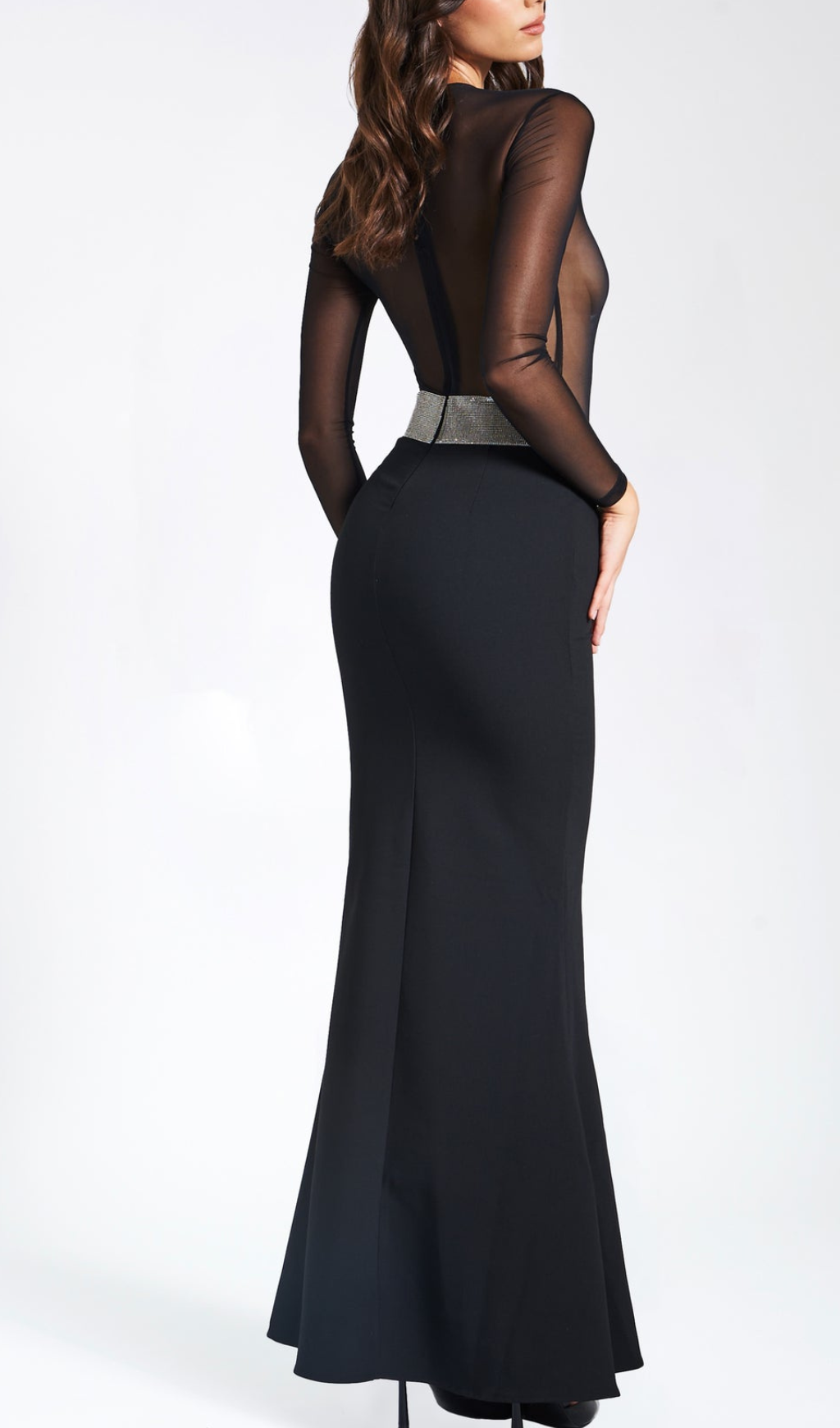 Fashionslee Women Aila Black Mesh Maxi Dress