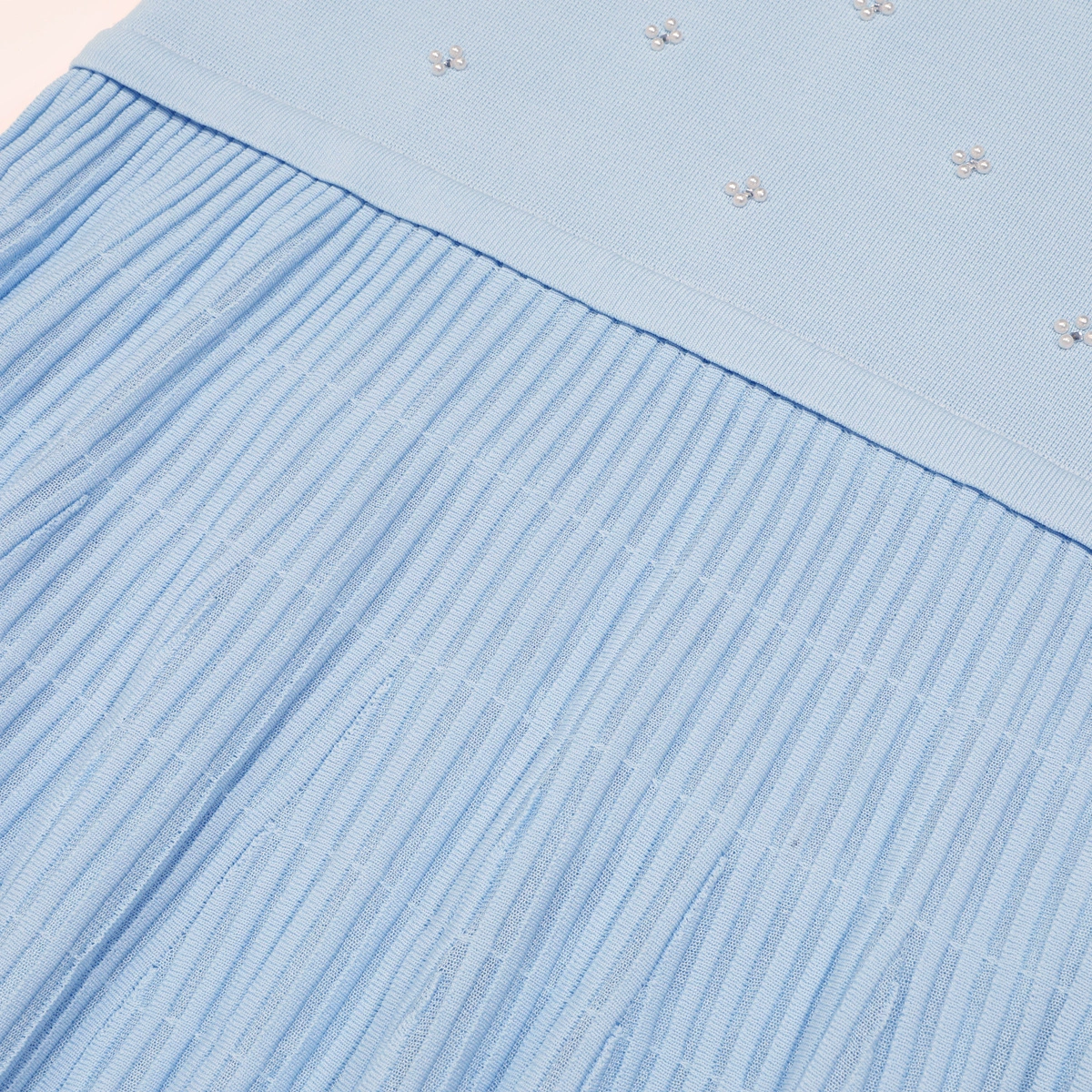 TRENDING BLUE BEADED KNIT MIDI DRESS - OWNCI TRENDING BLUE BEADED KNIT MIDI DRESS - OWNCI
