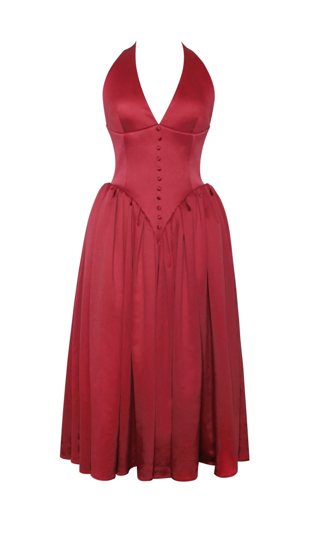 RED PLUNGING HALTER BACKLESS MAXI DRESS - OWNCI RED PLUNGING HALTER BACKLESS MAXI DRESS - OWNCI