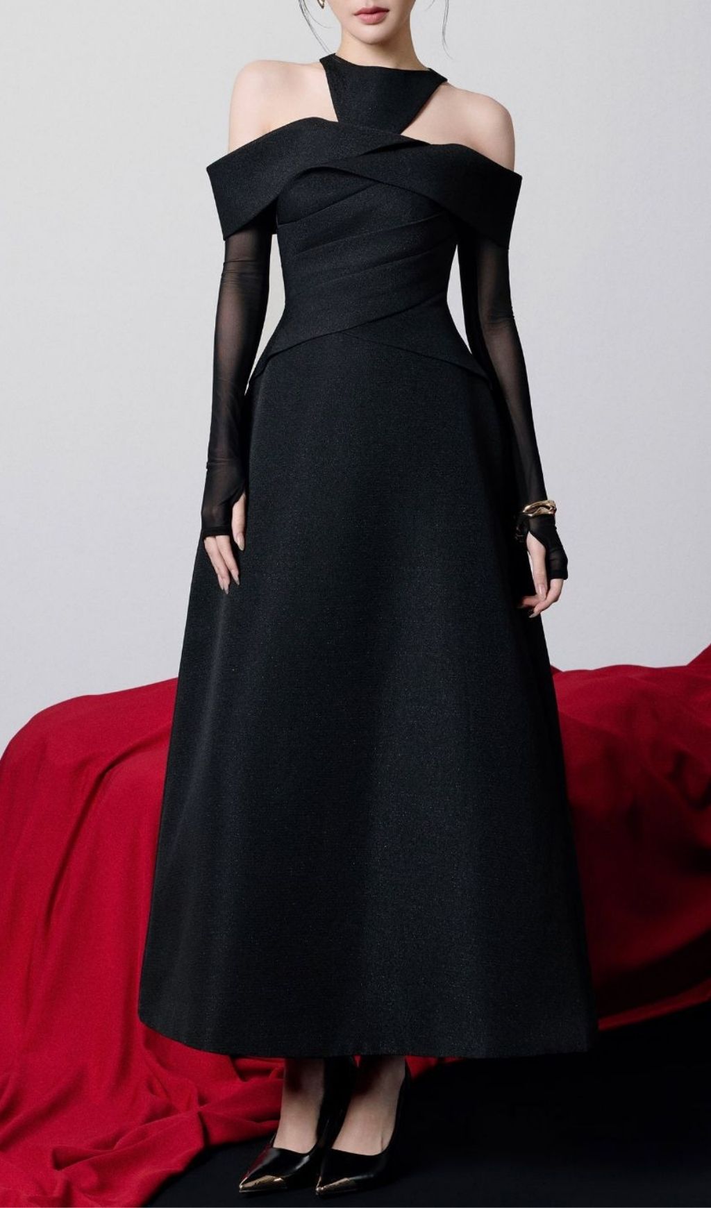 Fashionslee Women Kesha Black Off-Shoulder Maxi Dress