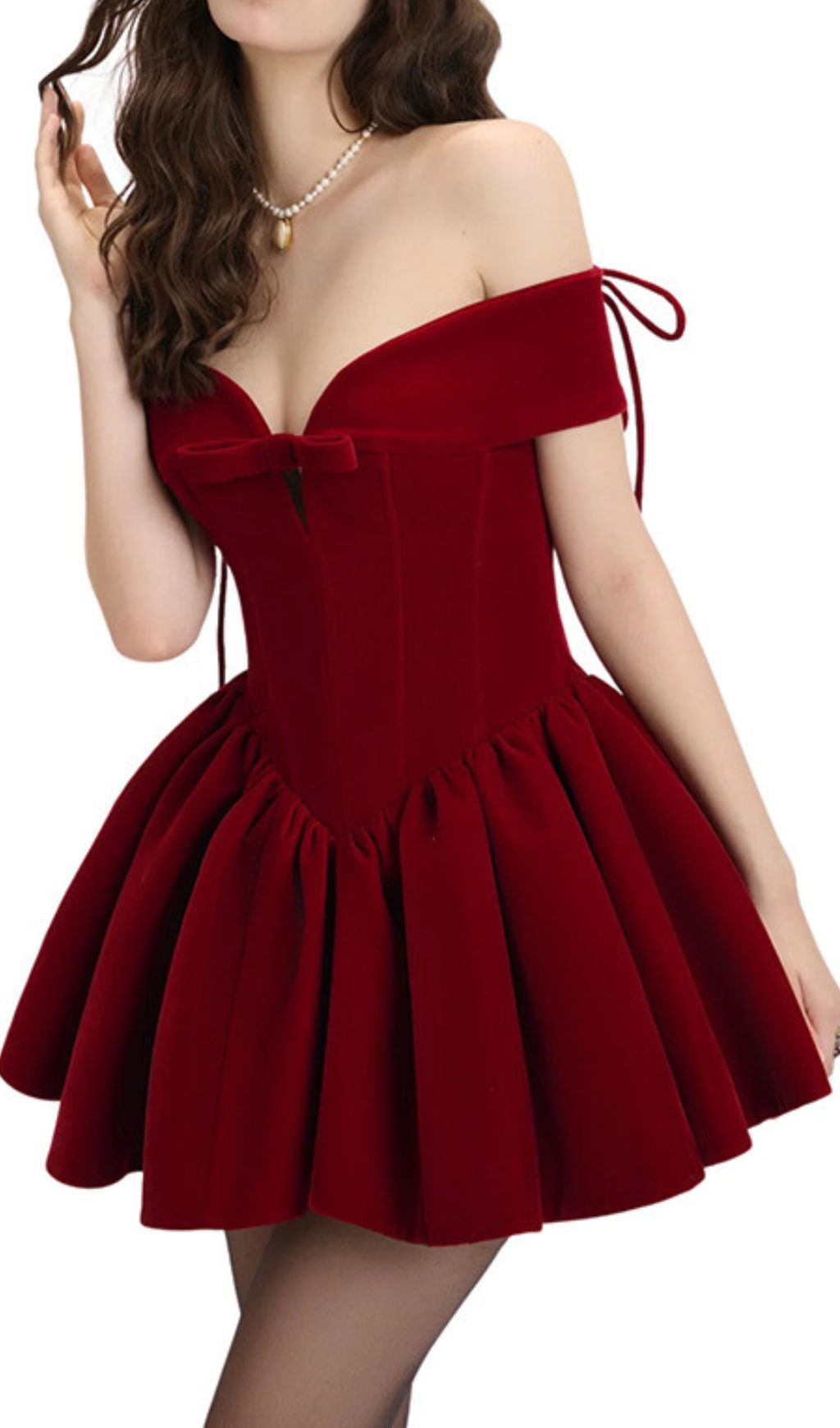 Fashionslee Women Irem Red Off-Shoulder Corset Mini Dress