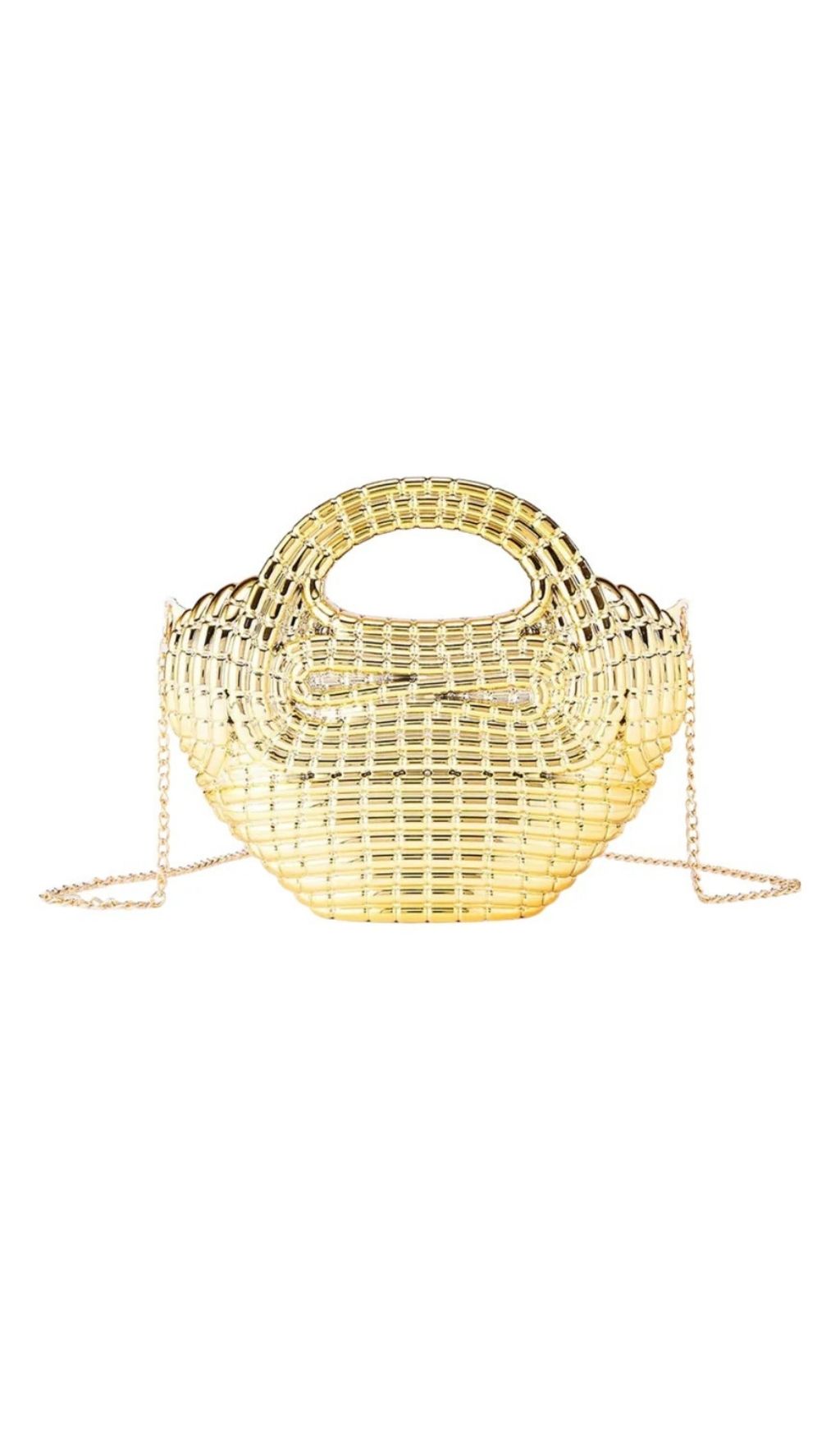Fashionslee Women Raxelyn Gold Sculpted Grid Bag