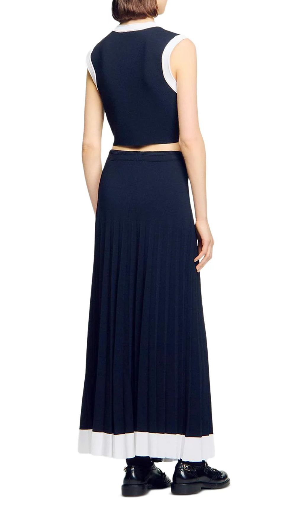 742feea7520c540720e2002053ca8d63.jpg Fashionslee Women Two Tone Cropped Sleeveless Cardigan