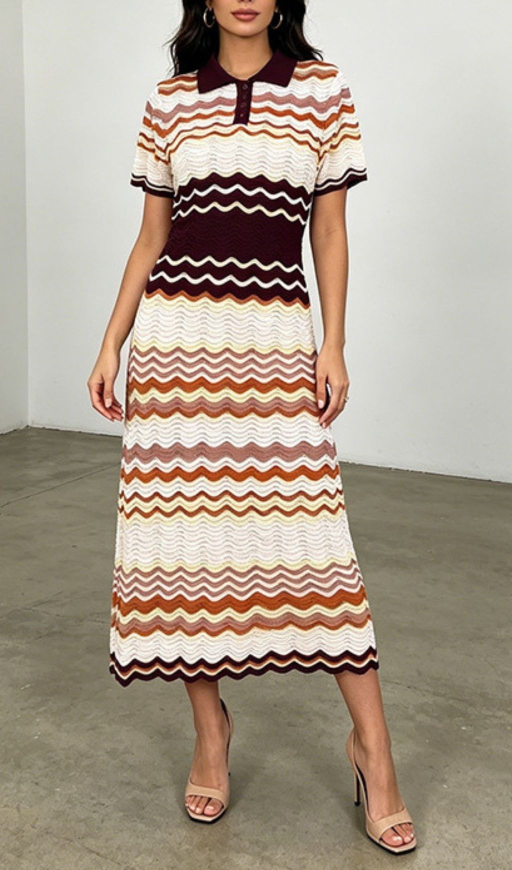 Fashionslee Women Kirin Stripe Knit Midi Dress