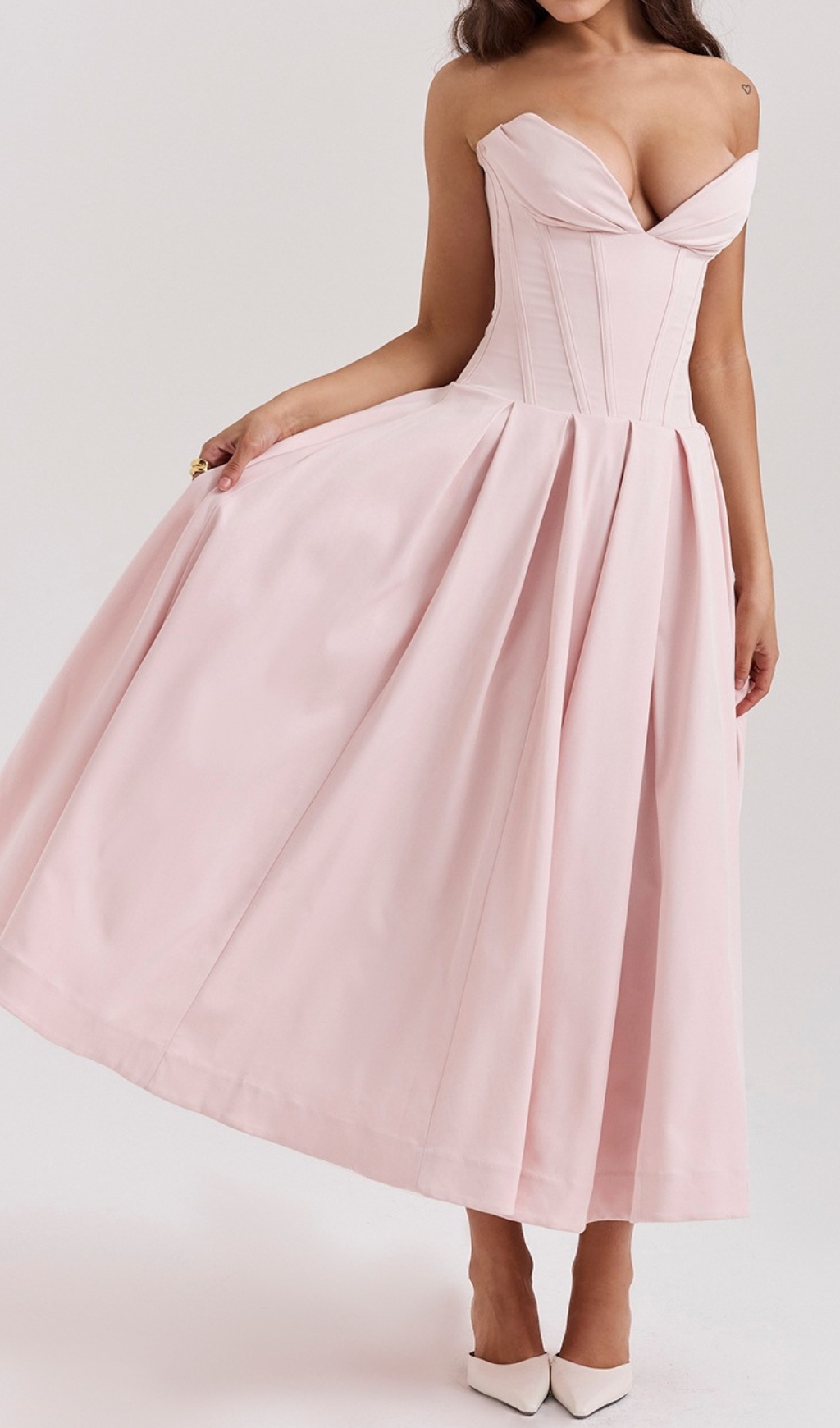 745f4dde998aa588bebf5dd2fd3d4b06.jpg Fashionslee Women Devani Pink Strapless Corset Midi Dress
