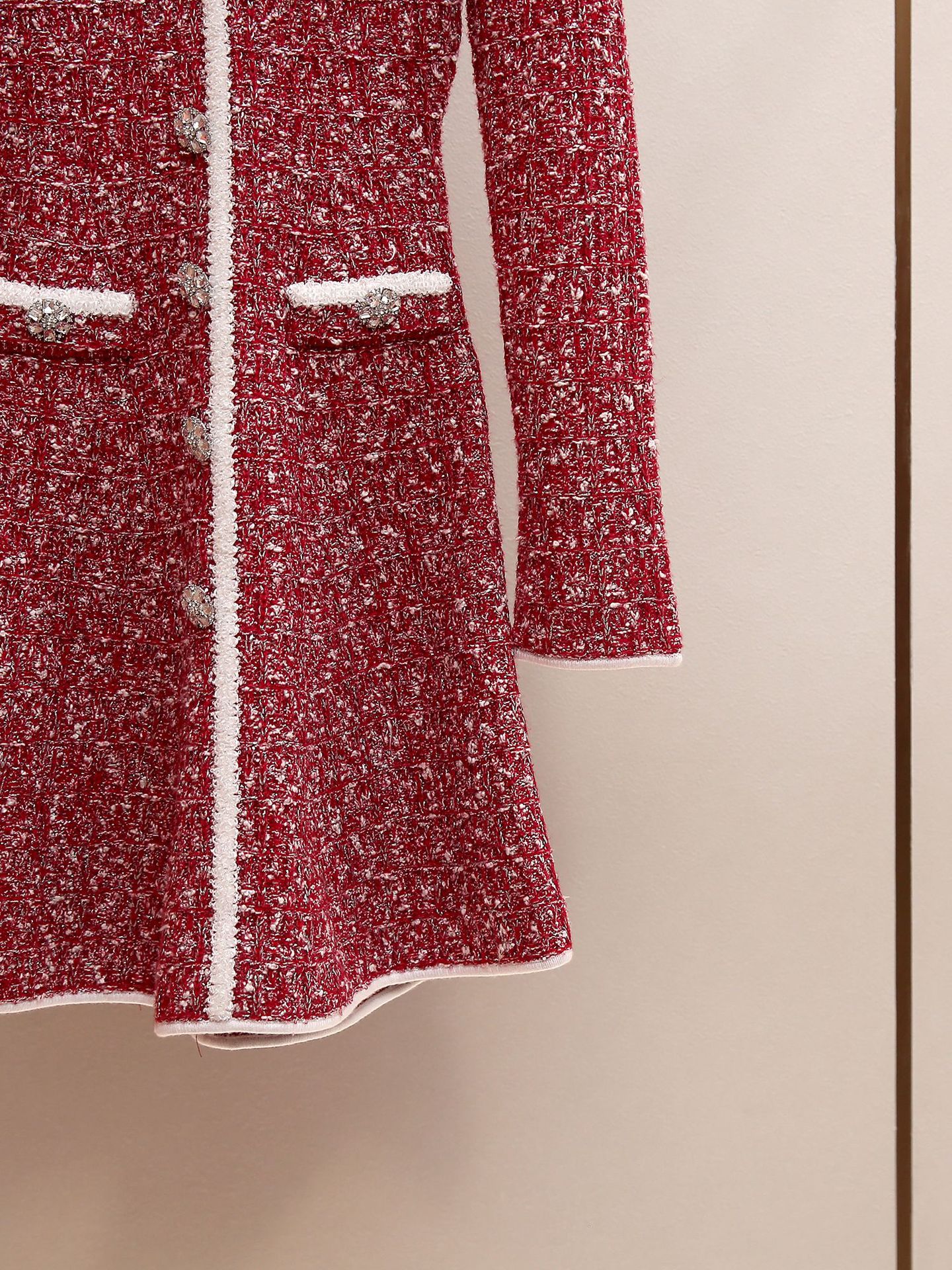 TRENDING RED TEXTURE MINI DRESS - OWNCI