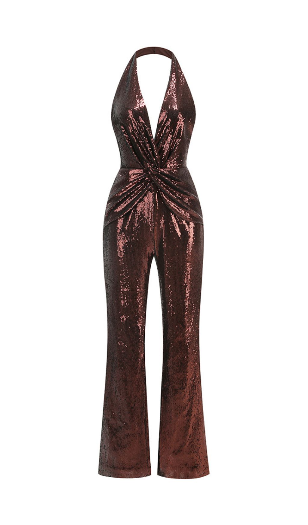 749afe68cd0e91e6808a0fcdf11688fb.jpg Fashionslee Women Ikram Halter Knot Sequin Jumpsuit