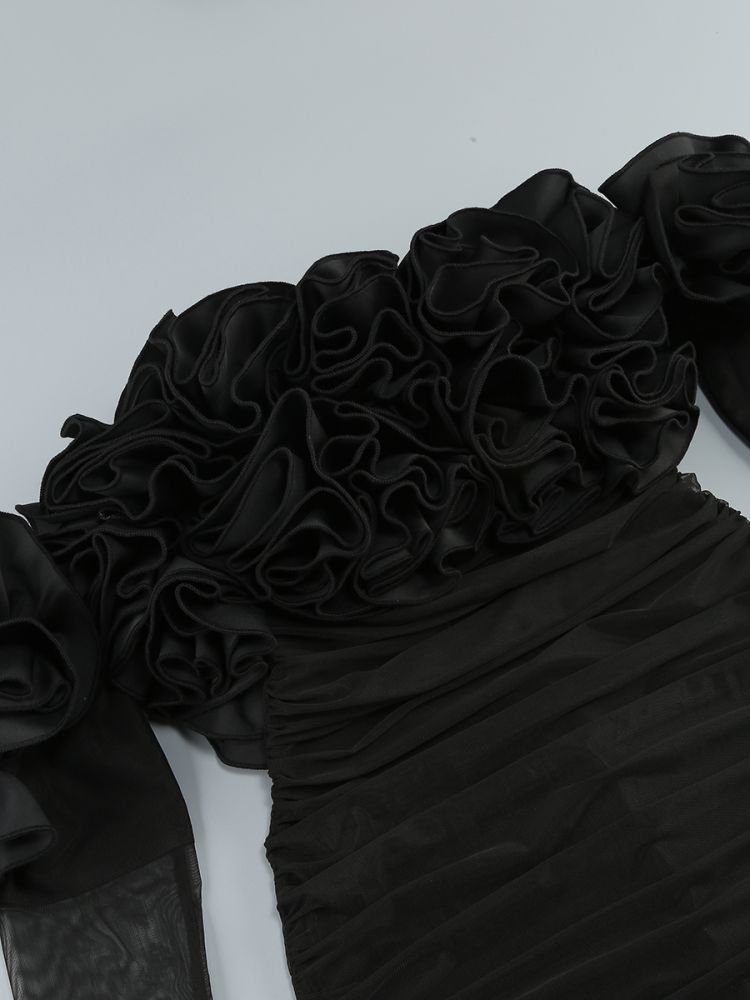 74c632e45205f00c569c91f9092daf47.jpg Fashionslee Women Bard Black Long Sleeve Flower Mini Dress