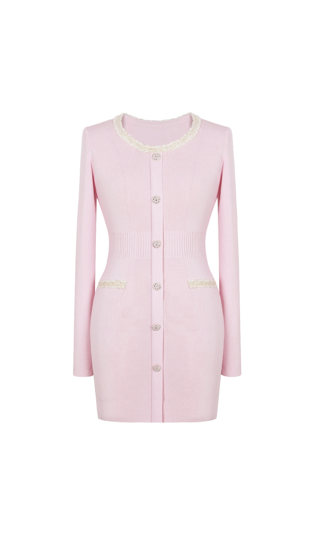 Fashionslee Women Elder Pink Long Sleeve Mini Dress