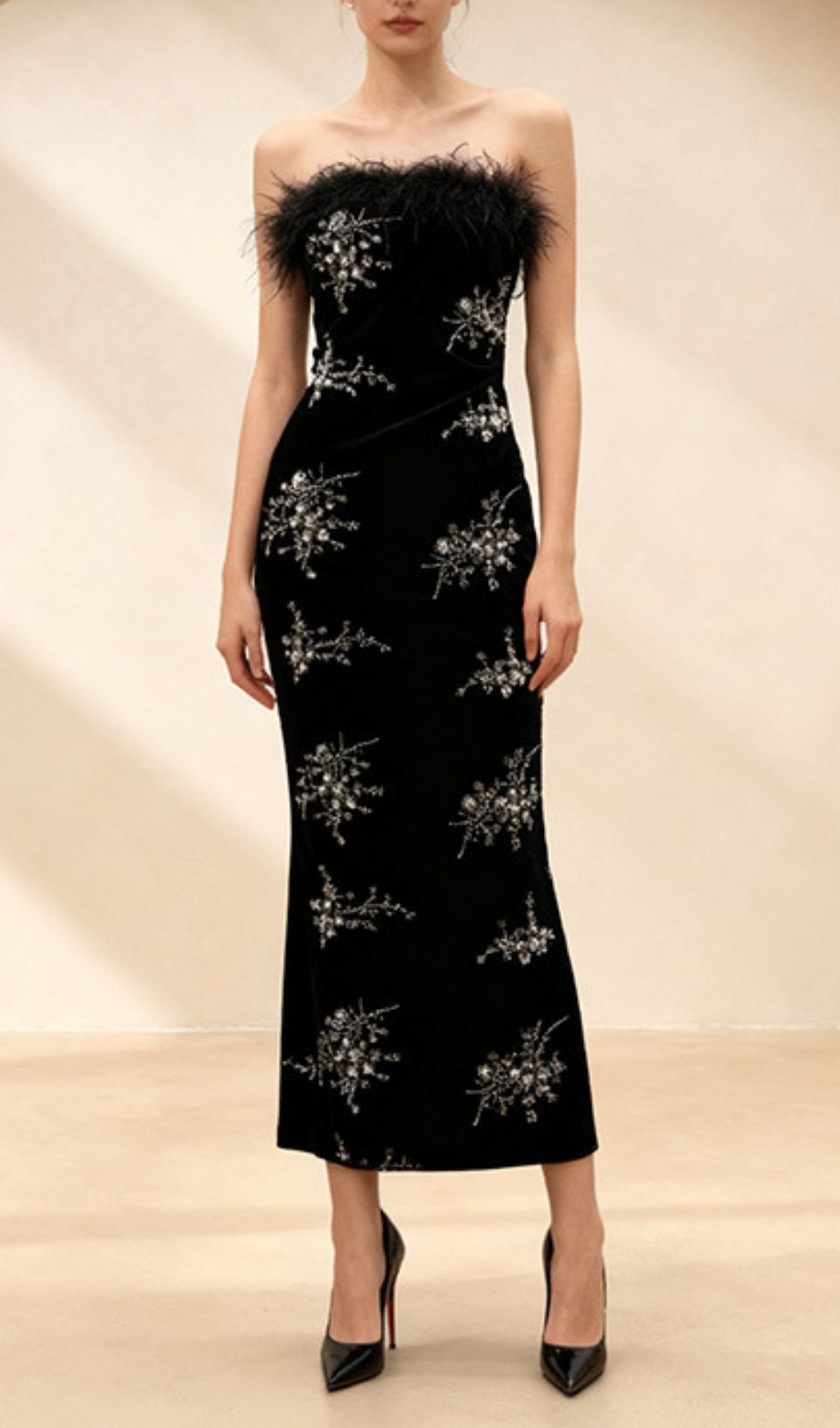 Fashionslee Women Inanna Black Strapless Sequin Maxi Dress