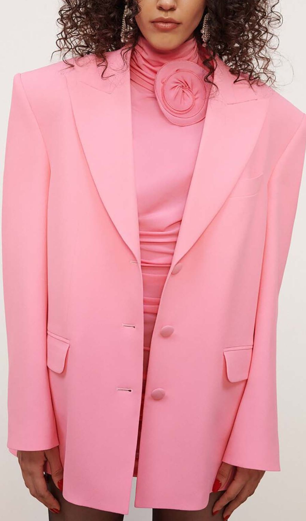 Fashionslee Women Flower-Embellished Ruched Mini Dress In Pink
