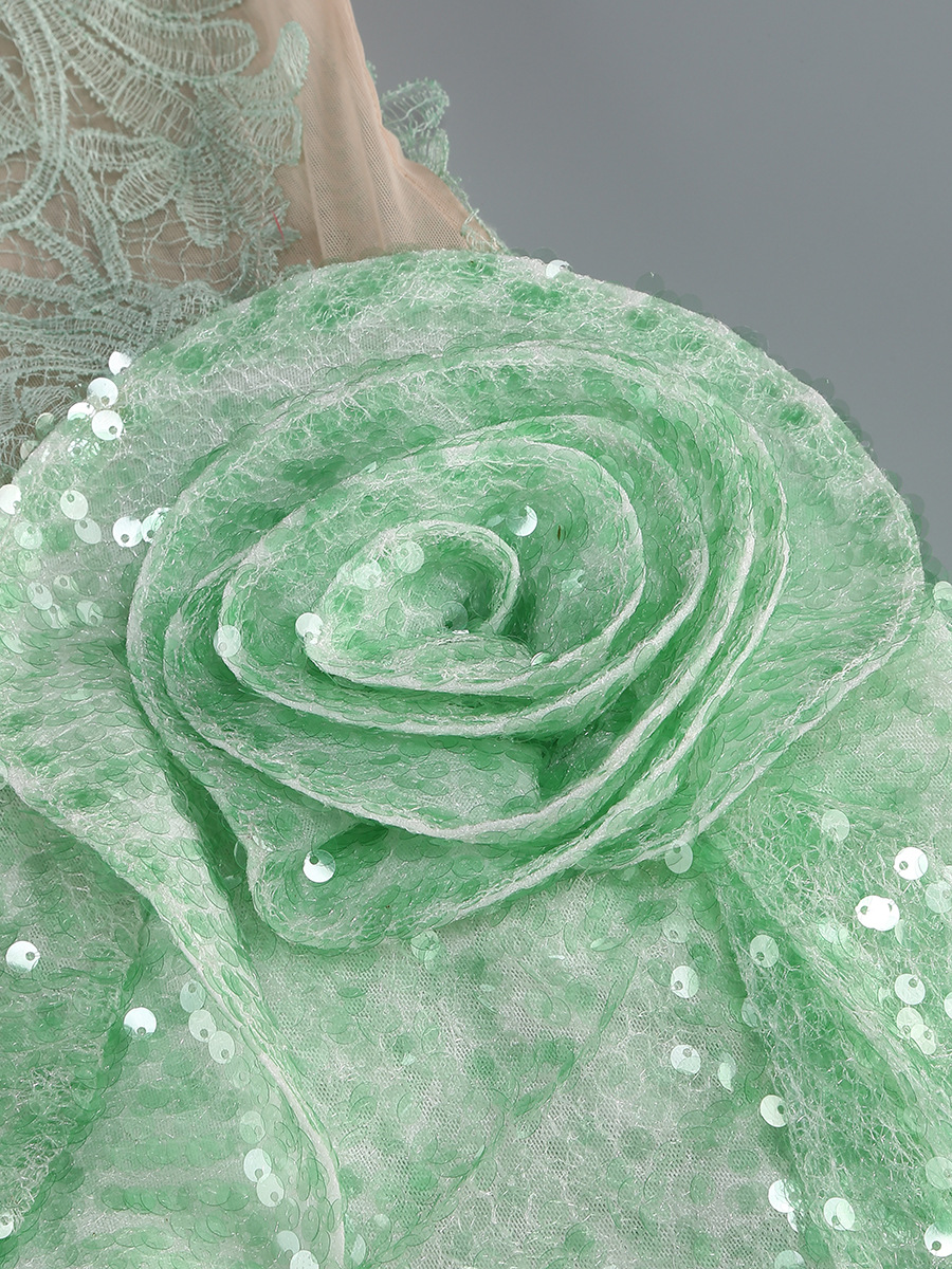 74f5742410cc7a11e4c2d0ee18c54060.jpg Fashionslee Women Kayla Green Lace Flower Sequin Mini Dress