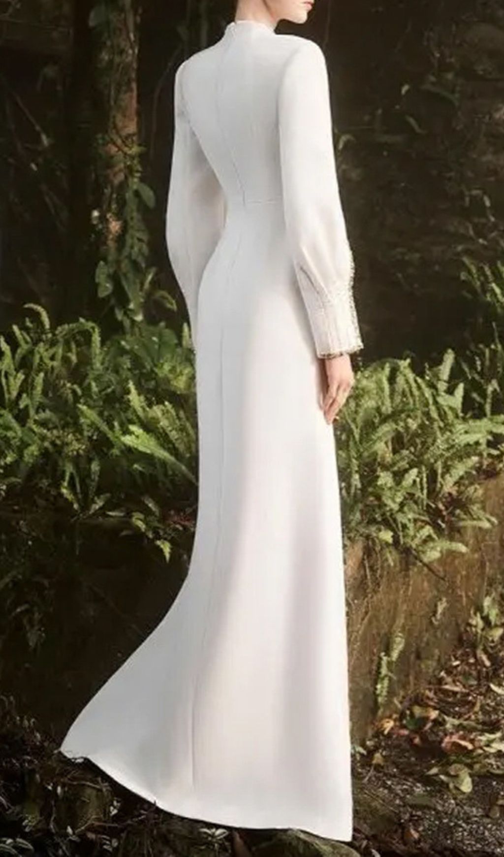 Fashionslee Women Fuyuko White Diamante Long Sleeve Maxi Dress