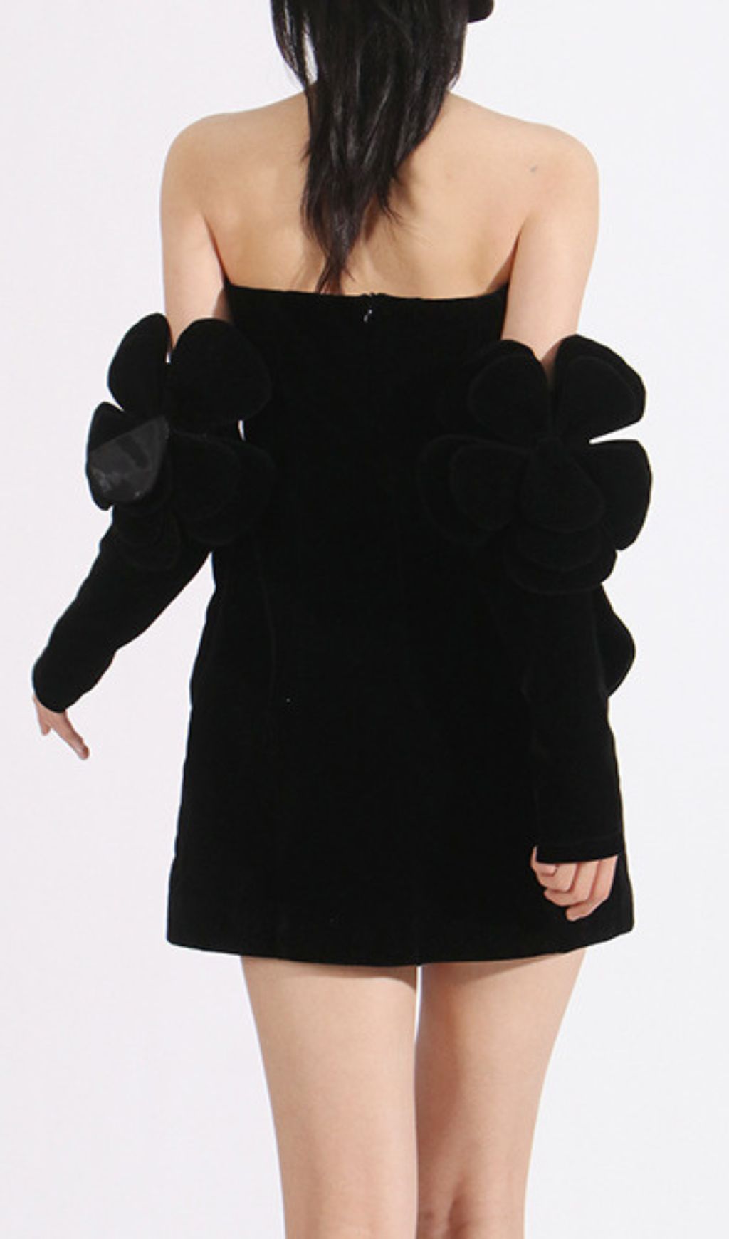 Fashionslee Women Ceren Black Floral-Applique Mini Dress