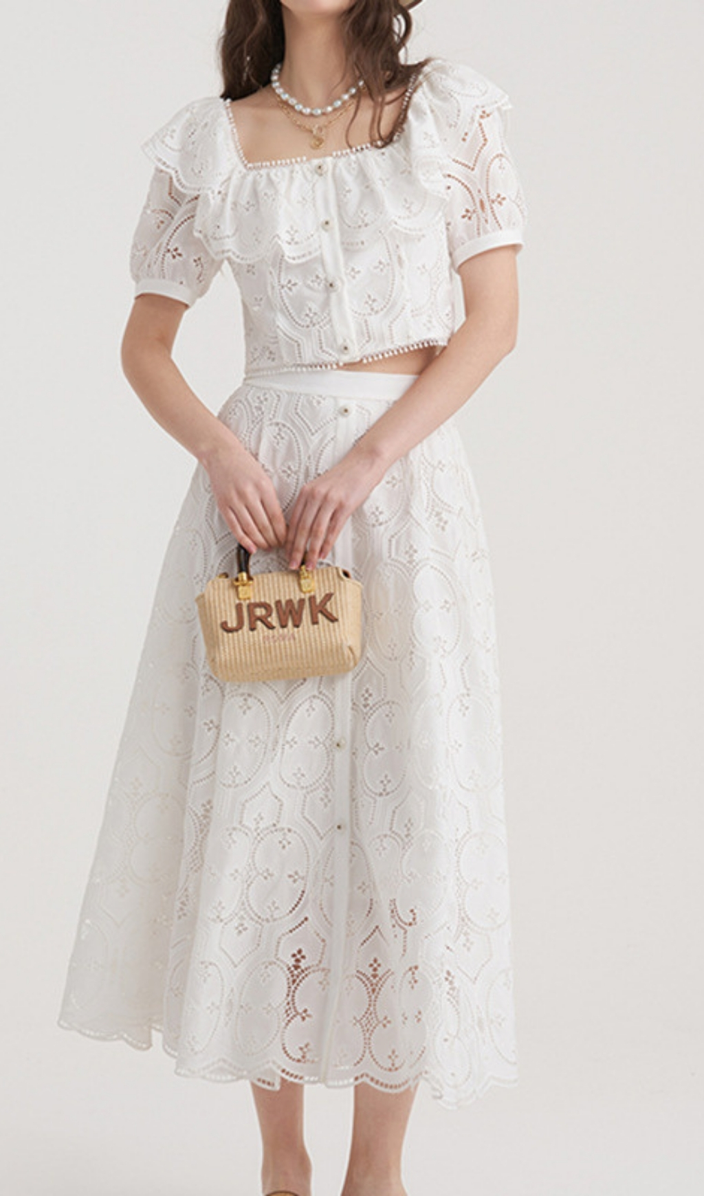 7529f04a25cd6237d7de7958d587434b.jpg Fashionslee Women Einav White Embroidery Skirt Set