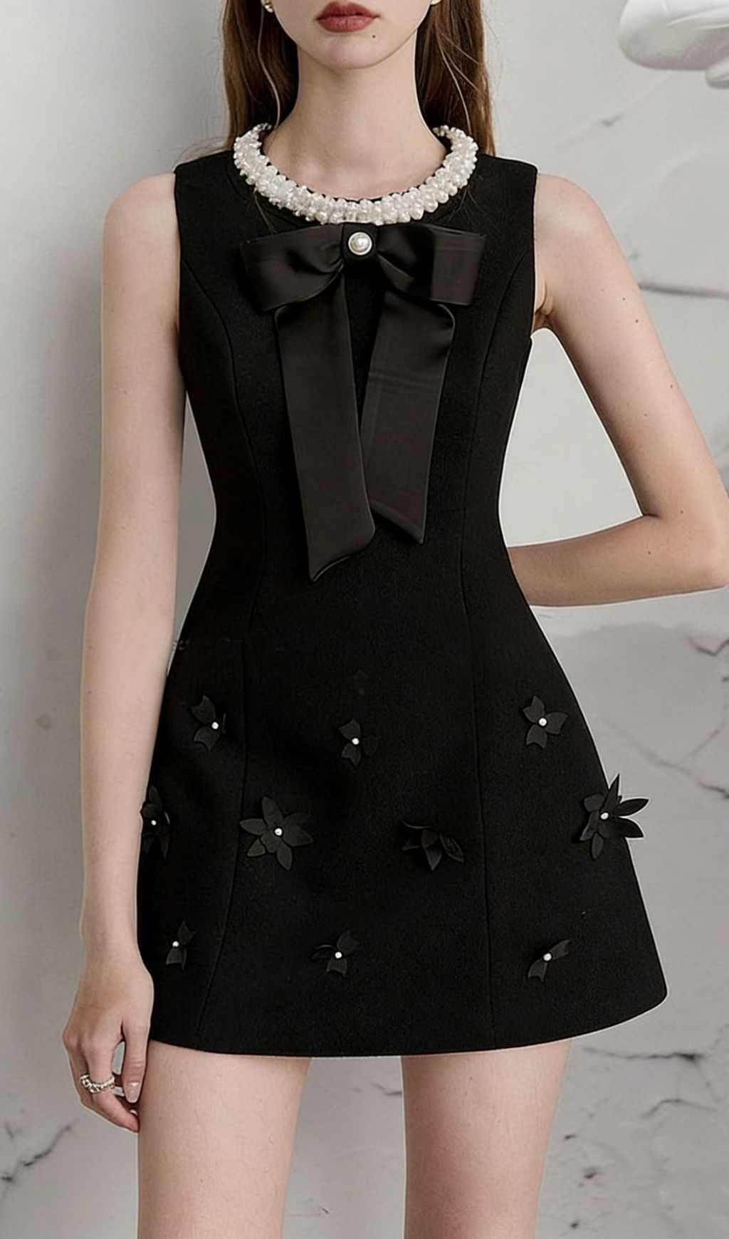 Fashionslee Women Keiji Black Embellished Sleeveless Mini Dress