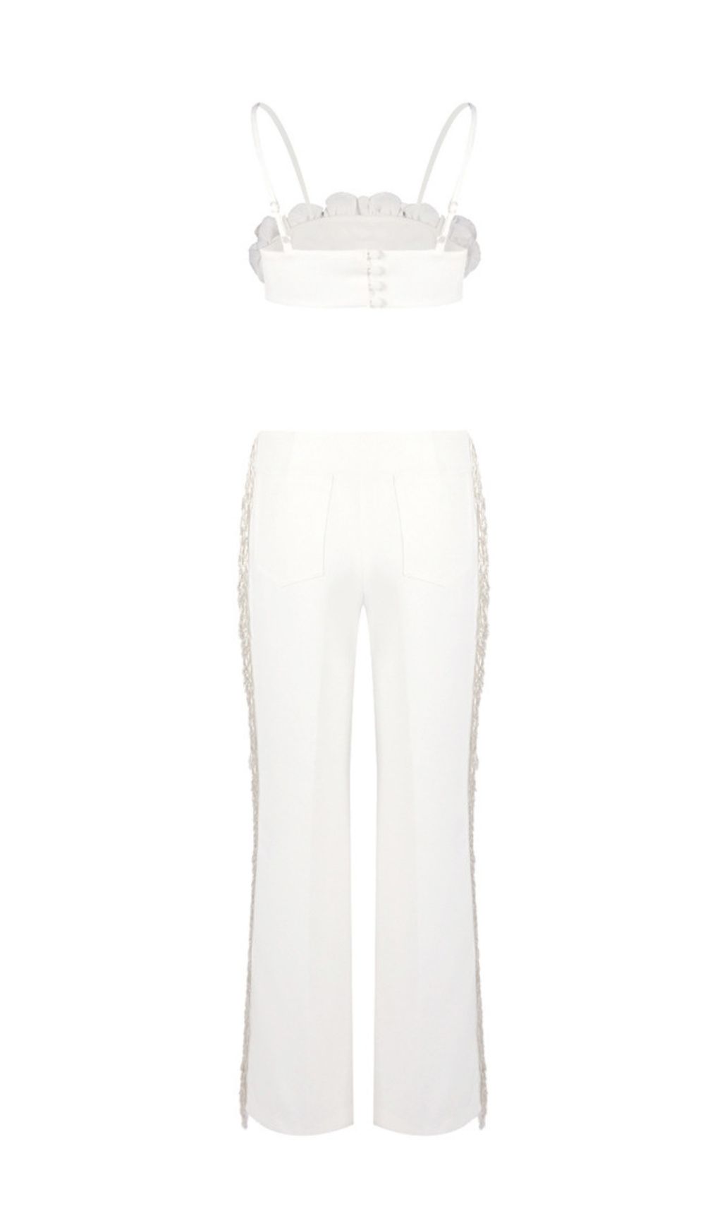 Fashionslee Women Gidget Flower Sequin Top & Tassel Pants