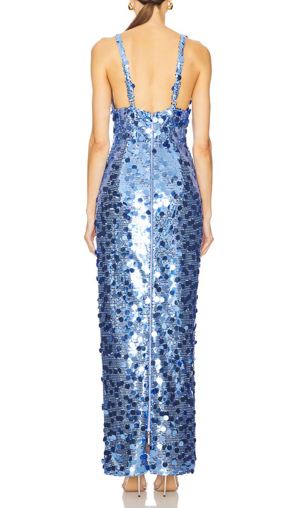 Fashionslee Women Izak Blue Strappy Sequin Maxi Dress