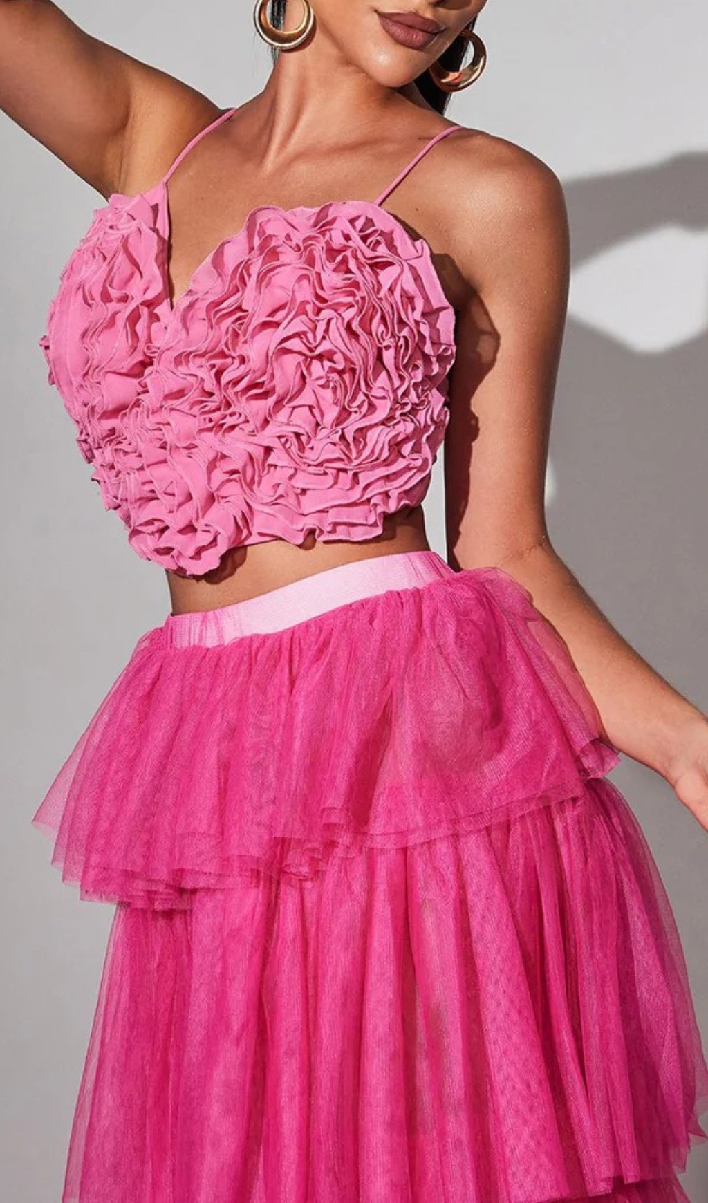 Fashionslee Women Connie Spaghetti Heart Ruffle Top