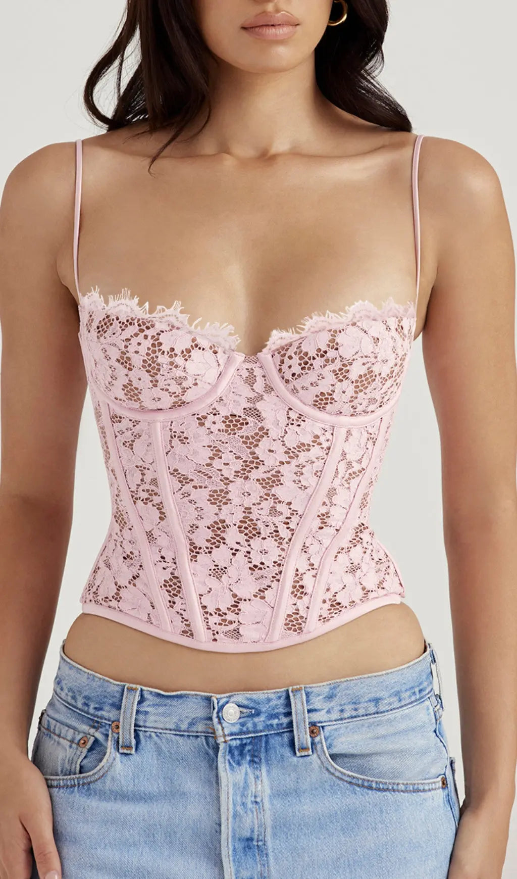 Fashionslee Women Rose Lace Underwired Corset