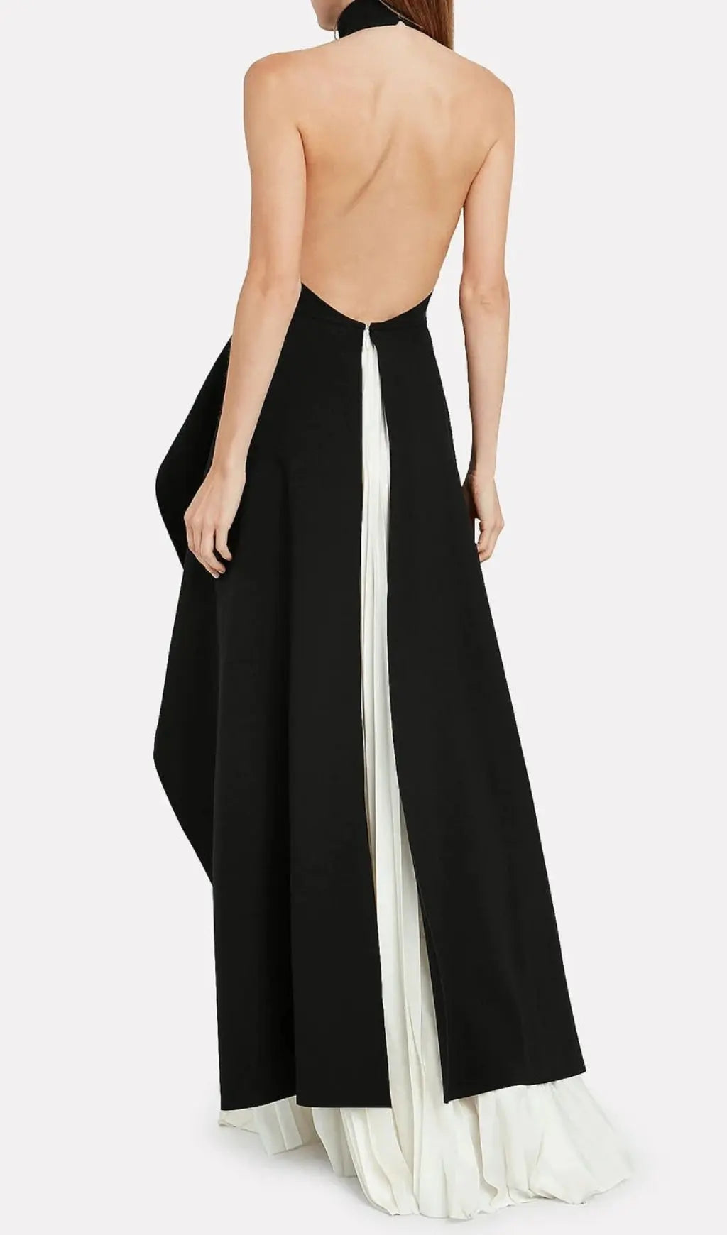 Fashionslee Women Bandage Halter Irregular Maxi Dress In Black And White