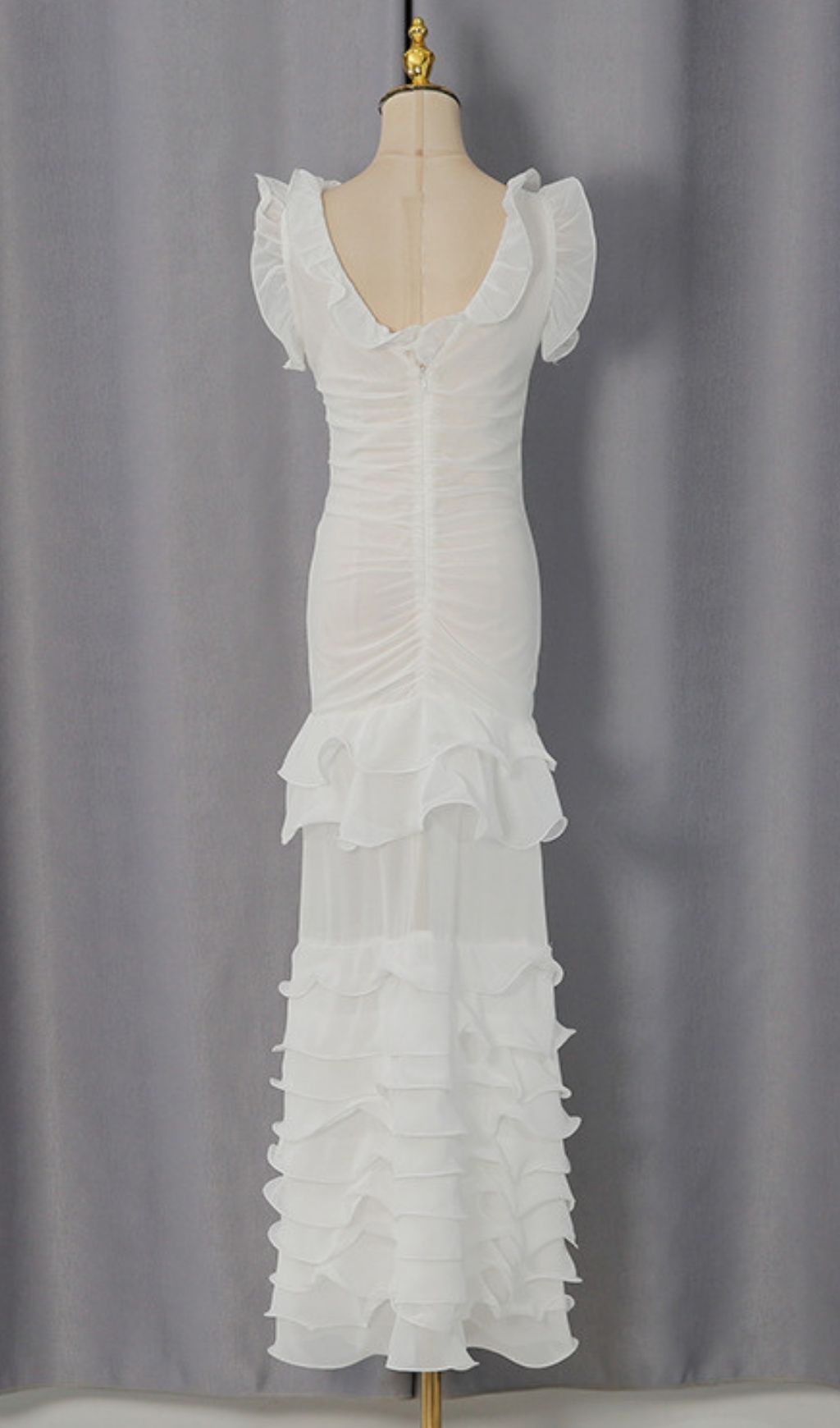 TRENDING WHITE RUFFLE MAXI DRESS - OWNCI TRENDING WHITE RUFFLE MAXI DRESS - OWNCI