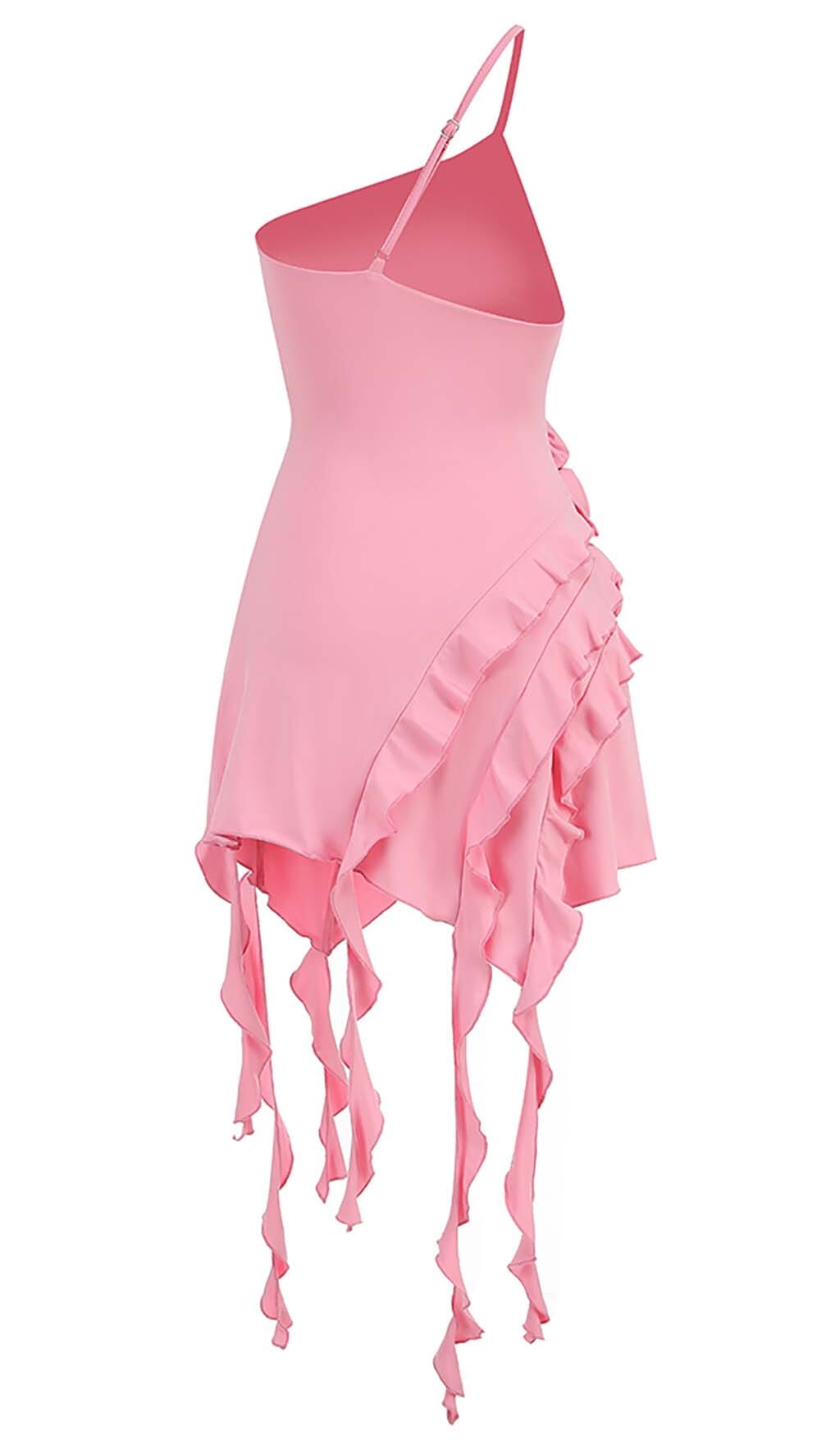 7623e8417159679e0413ab549751609e.jpeg Fashionslee Women Rose-Detail Ruffled Mini Dress In Pink