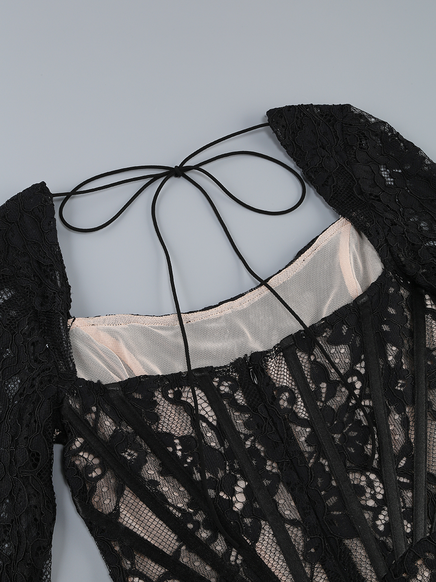 762ac8dd33909e935da1528691a1ade1.jpg Fashionslee Women Callan Lace Long Sleeve Corset Mini Dress