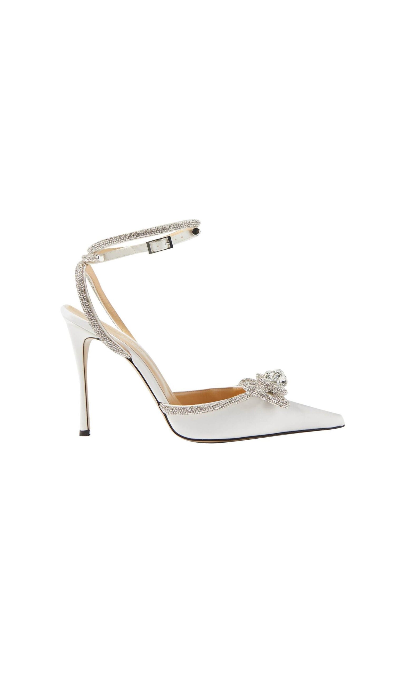 Fashionslee Women Bow Crystal Satin Heels In White
