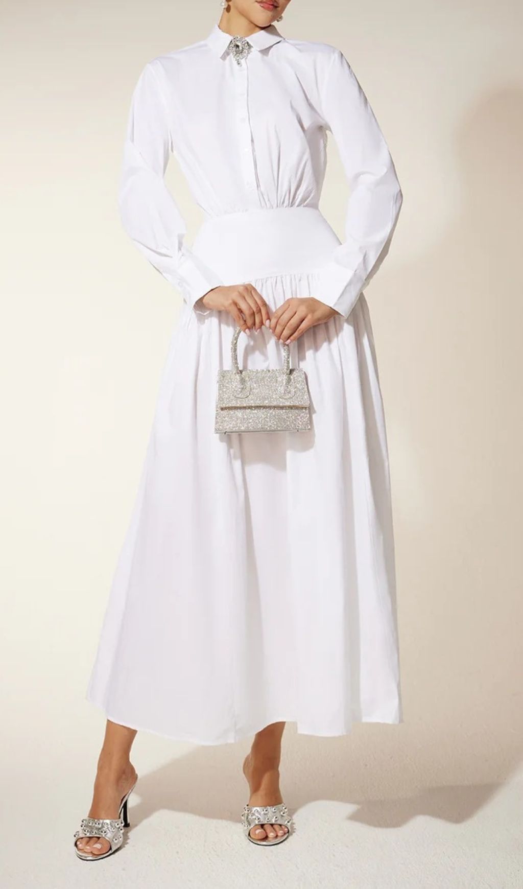 Fashionslee Women Eilert Collar Ruched Shirt Dress