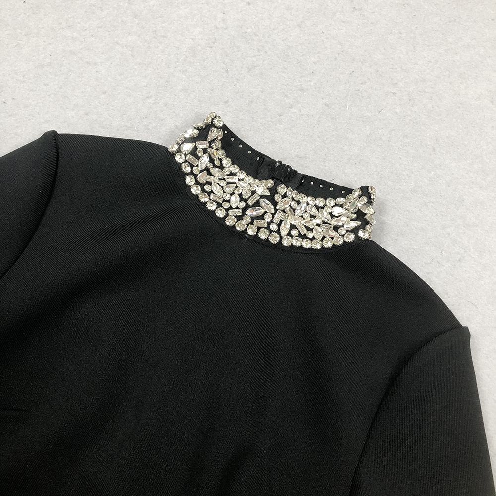 76565a65f98267308dc552a08fce6a83.jpg Fashionslee Women Bridie Black Long Sleeve Crystal Midi Dress