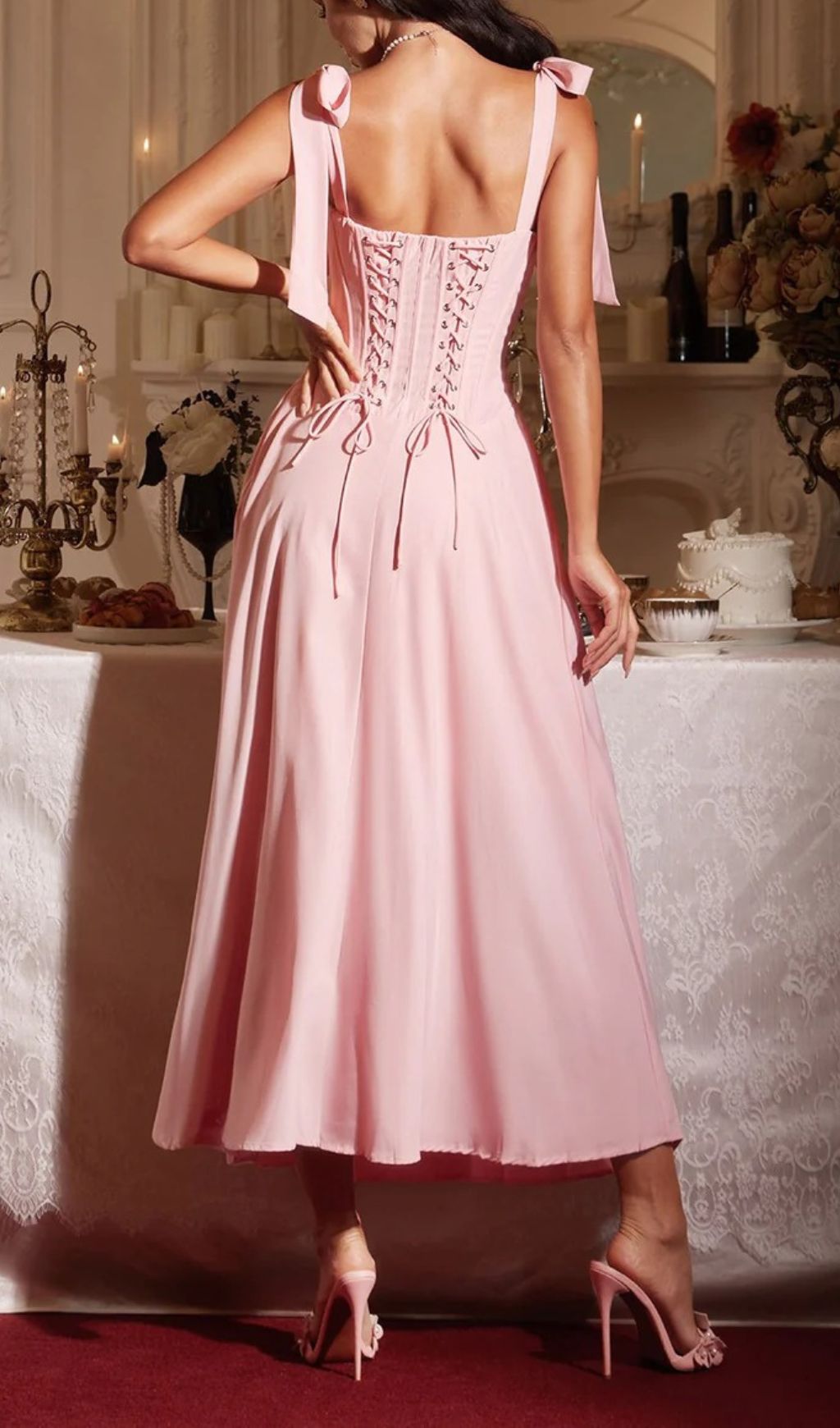 Fashionslee Women Filadelfo Sleeveless Corset Lace Up Maxi Dress