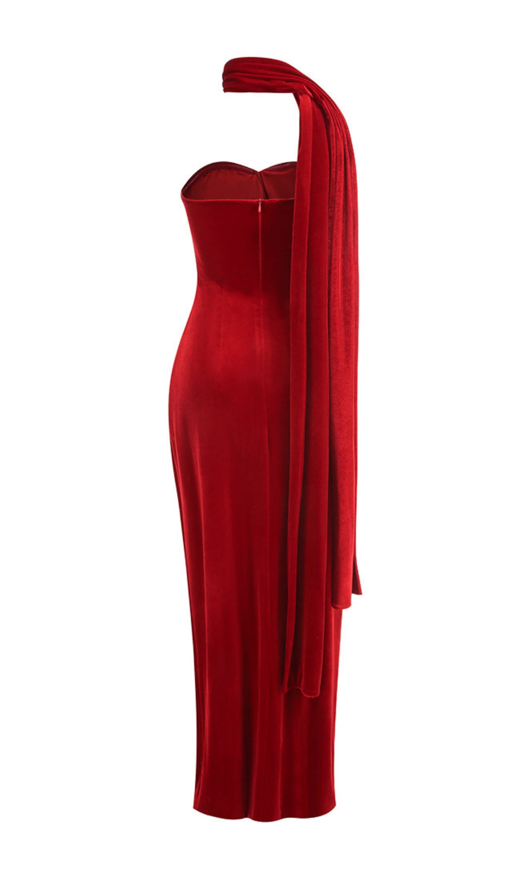 Fashionslee Women Enye Red Velvet Flower Maxi Dress