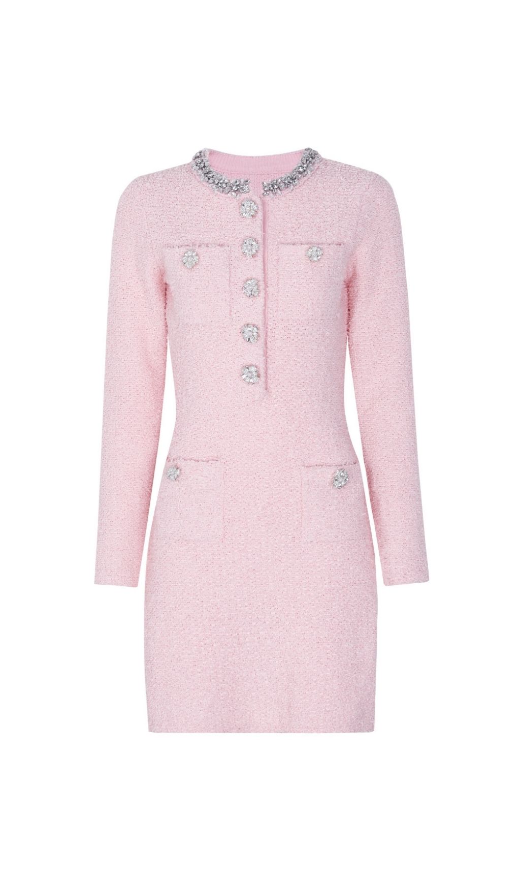 Fashionslee Women Karsyn Diamante Knit Long Sleeve Mini Dress