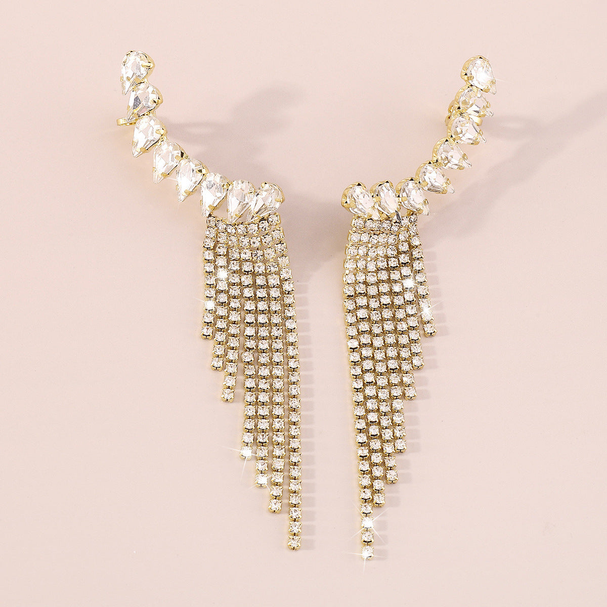 7687a121f9da7fe23fa894475d1aaa13.jpeg Fashionslee Women Gold Rhinestone Tassel Geometric Earrings