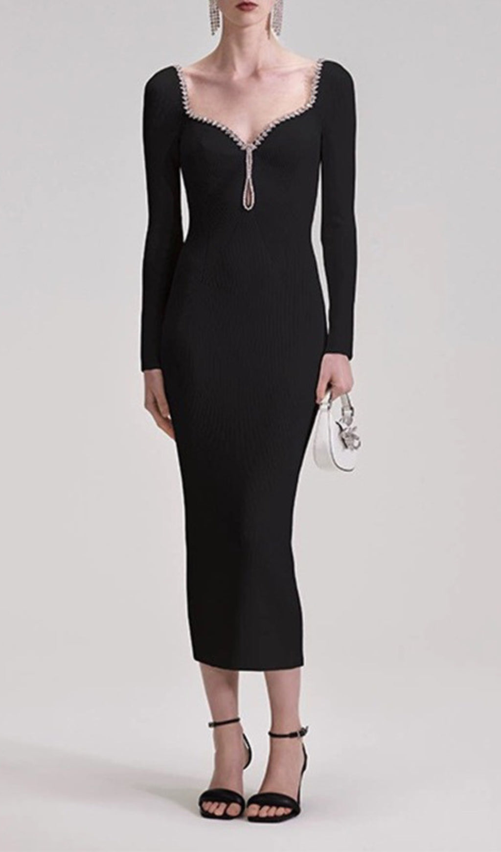Fashionslee Women Amber Knitted Diamond Midi Dress