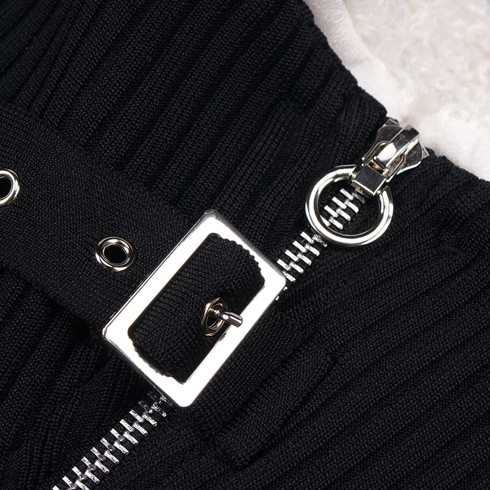 76af84b1c172d5a869873aa1d7a25c57.jpeg Fashionslee Women Aud Fluffy Collared Knit Mini Dress