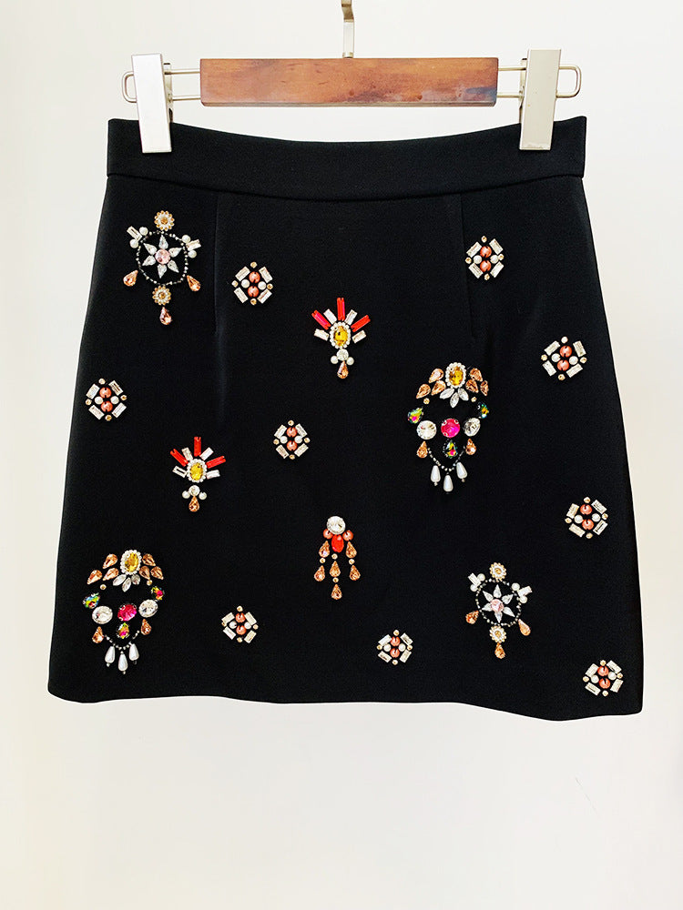 76b87e0f7cd121468950339d3294d0ee.jpeg Fashionslee Women Austine Black Rhinestone Embellished Skirt Set