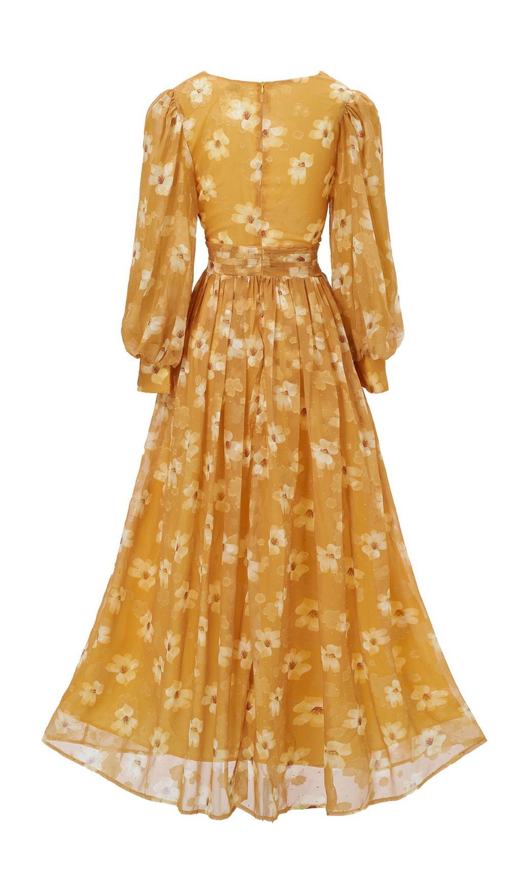 Fashionslee Women Feodora Yellow Floral Printed Long Sleeve Maxi Dress