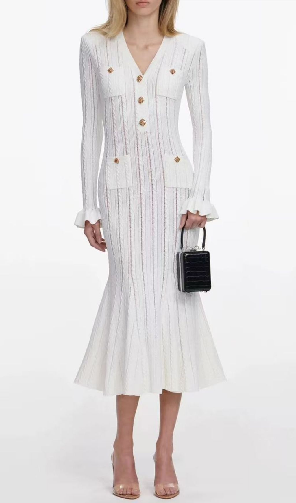 Fashionslee Women Kayce Long Sleeve Knit Midi Dress