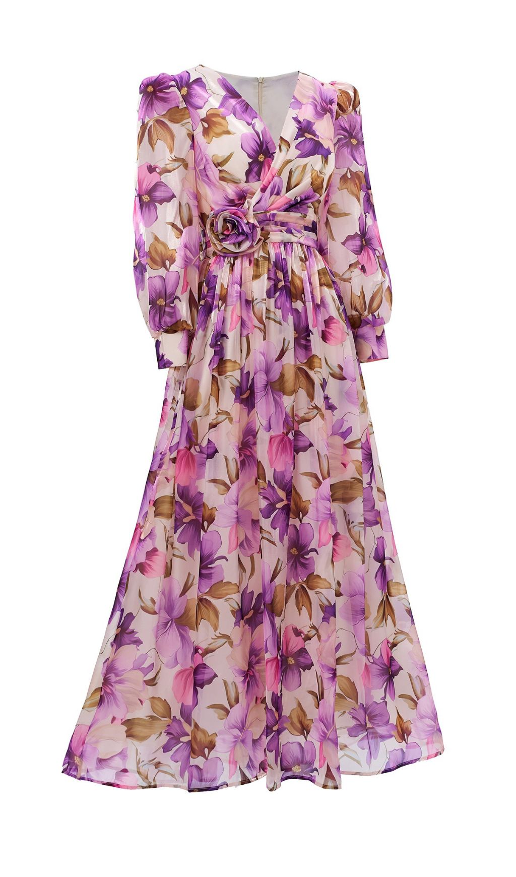 7705d5c14443f3689ec0186d89aca42f.jpg Fashionslee Women Ferial Purple Floral Printed Long Sleeve Maxi Dress