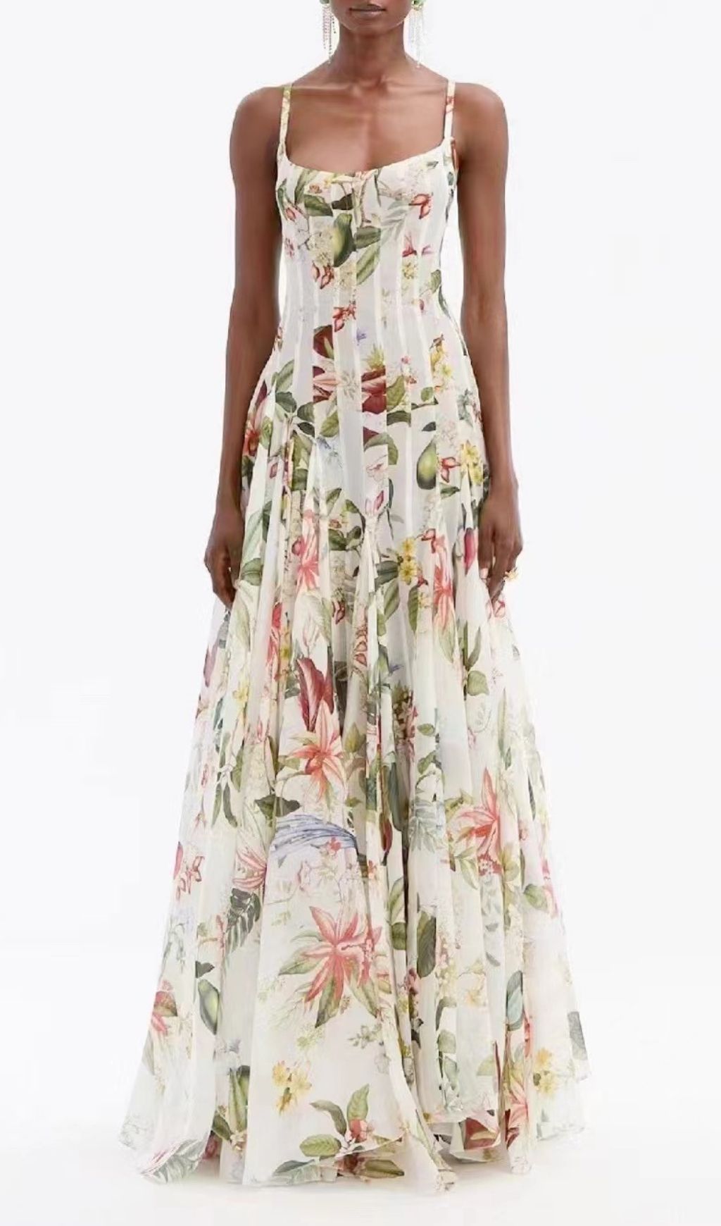 Fashionslee Women Kennice Strappy Floral Printed Maxi Dress